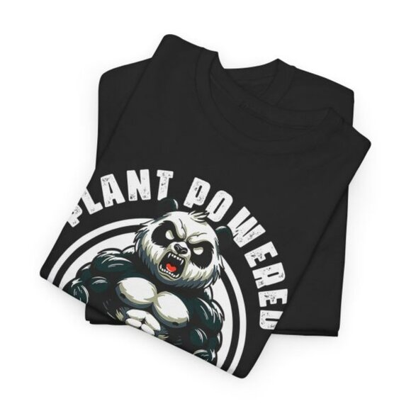 Plant Powered Vegan Gym Weightlift Gym Panda Gym Fitness T-Shirt - Picture 2 of 6